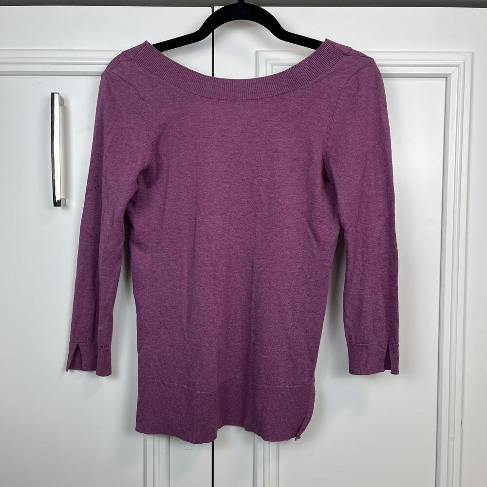 Plum Silk Blend boat neck V-Back Sweater Massimo Dutti Size S